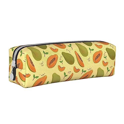 SJOAOAA Fruit of Papaya Muster Federmäppchen Halter Tasche mit Reißverschluss Leder Stift Bleistift Taschen Box Organizer Kosmetik Make-up Tasche Aufbewahrungstasche, weiß, Einheitsgröße, von SJOAOAA