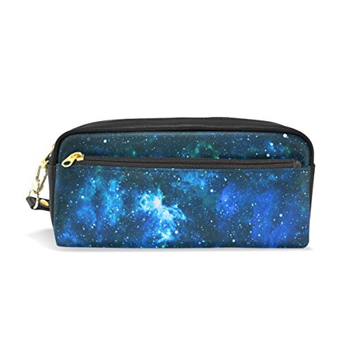 SJOAOAA GalactPrint Federmäppchen, kleine Make-up-Tasche, Reisetasche, Leder, 2 Fächer, für Mädchen, Jungen, Damen, Herren, Farbe: 021, Einheitsgröße, Taschen-Organizer von SJOAOAA