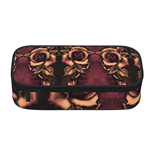 SJOAOAA Gothic Rose Große Kapazität Fach Schreibwaren Federmäppchen Tragbare Damen Kosmetiktasche Große Aufbewahrungstasche für Damen und Herren, Gothic Rose, Einheitsgröße, Taschen-Organizer von SJOAOAA