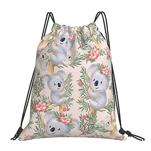 SJOAOAA Grauer Koala-Beutel mit Kordelzug für Damen und Herren, String-Tasche, Turnbeutel, Geschenk für Yoga, Schule, Schwimmen, Strand, Kawaii Koala, One size von SJOAOAA