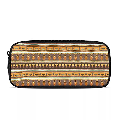 SJOAOAA Große Stifttasche für Jungen, Make-up-Tasche, für Erwachsene, exquisite kleine Gegenstände, Aufbewahrungstasche, Retro-Tribal-Druck, Orange von SJOAOAA