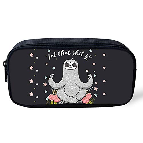 SJOAOAA Haifisch-Federmäppchen, klein, langlebig, Reißverschluss, Stifte-Tasche für Kinder, Jungen, Mädchen, Münz-Kosmetiktasche, Faultier-Yoga, Einheitsgröße, Taschen-Organizer von SJOAOAA