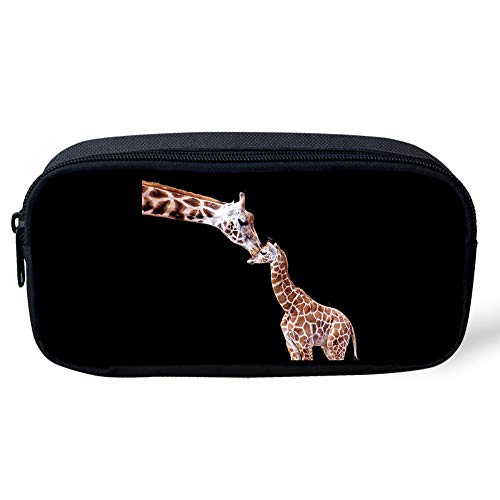 SJOAOAA Haifisch-Federmäppchen, klein, langlebig, Reißverschluss, Stifte-Tasche für Kinder, Jungen, Mädchen, Münz-Kosmetiktasche, Giraffe, Schwarz, Einheitsgröße, Taschen-Organizer von SJOAOAA