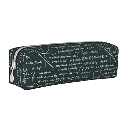 SJOAOAA Handschriftliche Mathematik Formeln Muster Bleistift Fall Halter Beutel mit Reißverschluss Leder Stift Bleistift Taschen Box Organizer Kosmetik Make-up Tasche Aufbewahrungstasche, weiß, von SJOAOAA