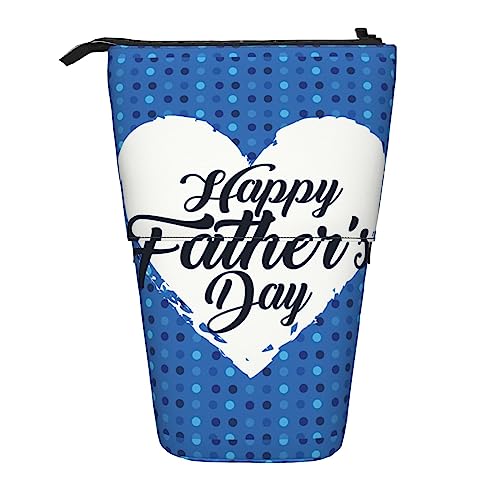 SJOAOAA Happy Father's Day Standing Pencil Case, Cute Pencil Pouch Large Capacity Pen Case Portable Pencil Bag for Women Men, Schwarz , Einheitsgröße, Stehendes Federmäppchen von SJOAOAA