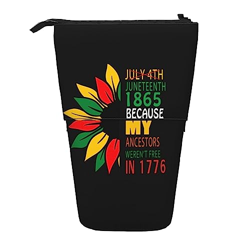 SJOAOAA Juneteenth African American Emancipation Independence Day Black Freedom Day Standing Pencil Case, Cute Pencil Pouch Large Capacity Pen Case Portable Pencil Bag for Women Men, Schwarz , von SJOAOAA