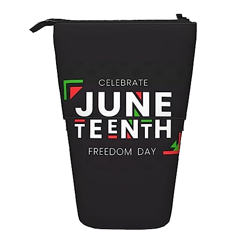 SJOAOAA Juneteenth Celebrating Black Freedom 1865 African American Standing Pencil Case, Cute Pencil Pouch Large Capacity Pen Case Portable Pencil Bag for Women Men, Schwarz , Einheitsgröße, Stehendes von SJOAOAA