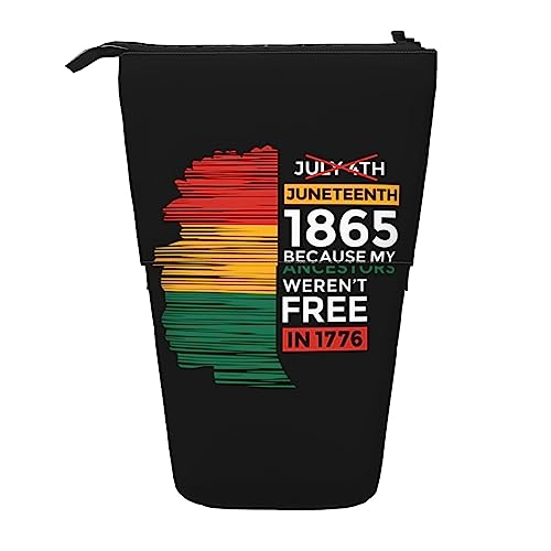 SJOAOAA Juneteenth Since 1865 Celebrate Freedom Afican Standing Pencil Case, Cute Pencil Pouch Large Capacity Pen Case Portable Pencil Bag for Women Men, Schwarz , Einheitsgröße, Stehendes von SJOAOAA