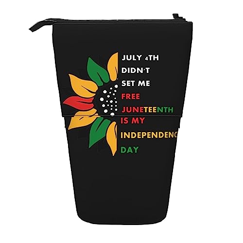 SJOAOAA Juneteenth is My Independence Day Standing Pencil Case, Cute Pencil Pouch Large Capacity Pen Case Portable Pencil Bag for Women Men, Schwarz , Einheitsgröße, Stehendes Federmäppchen von SJOAOAA