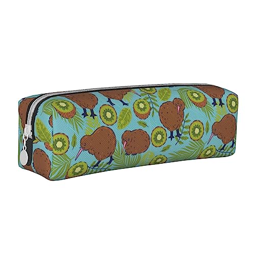 SJOAOAA Kiwi Bird Pattern Pencil Case Holder Pouch with Zipper Leather Pen Pencil Bags Box Organizer Cosmetic Makeup Bag Storage Bag, weiß, Einheitsgröße, Federmäppchen aus Leder von SJOAOAA