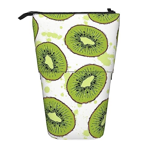 SJOAOAA Kiwi Fruit Pattern Standing Pencil Case, Cute Pencil Pouch Large Capacity Pen Case Portable Pencil Bag for Women Men, Schwarz , Einheitsgröße, Stehendes Federmäppchen von SJOAOAA