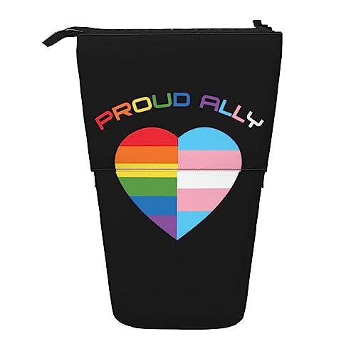 SJOAOAA LGBTQ Gay Pride Ally Standing Pencil Case, Cute Pencil Pouch Large Capacity Pen Case Portable Pencil Bag for Women Men, Schwarz , Einheitsgröße, Stehendes Federmäppchen von SJOAOAA