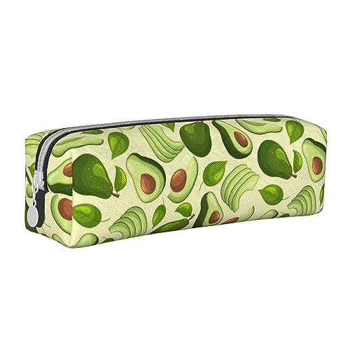 SJOAOAA Nette Frucht Avocado Grün Print Bleistift Fall Beutel Stift Halter Leder Bleistift Taschen Box Organizer Reißverschluss Kosmetik Make-up Aufbewahrungstasche, weiß, Einheitsgröße, Federmäppchen von SJOAOAA