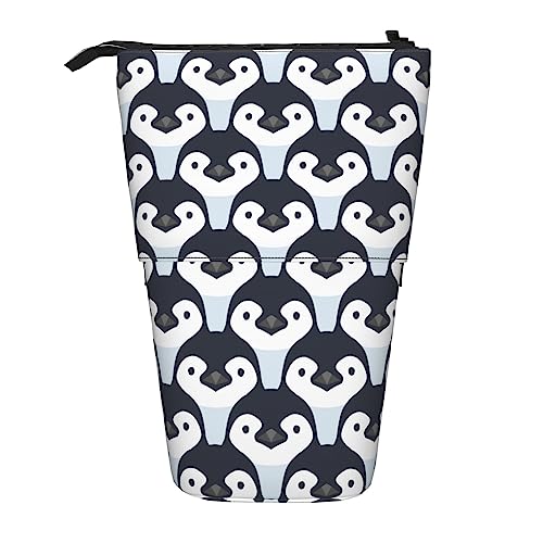 SJOAOAA Nette Pinguin Baby Federmäppchen Teleskop Schreibwaren Stift Tasche Stehen Up Bleistift Beutel Bleistift Tasse mit Reißverschluss Bleistift Tasche, Schwarz , Einheitsgröße, Stehendes von SJOAOAA