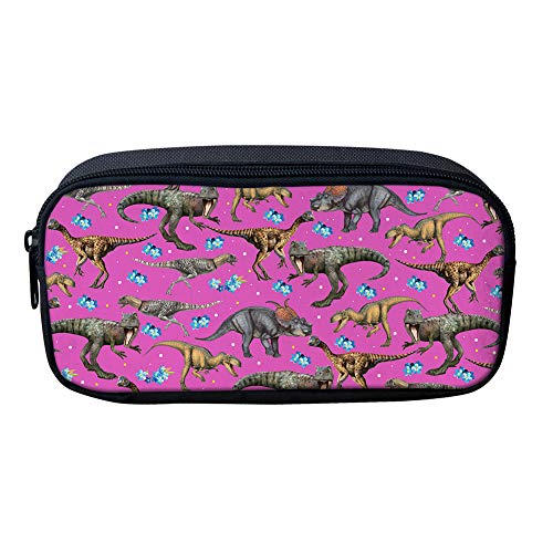 SJOAOAA Niedliches Federmäppchen für Teenager, Mädchen, Schnauzer-Blume, Kosmetiktasche, Make-up-Tasche, Schule, Stiftehalter, Münzgeldbörse, Dinosaurier-Rosa, Einheitsgröße, Taschen-Organizer von SJOAOAA