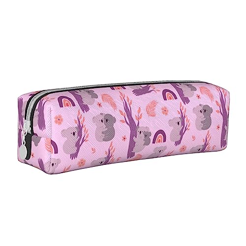 SJOAOAA Niedliches Koala-Muster Federmäppchen Halter Beutel mit Reißverschluss Leder Stift Bleistift Taschen Box Organizer Kosmetik Make-up Tasche Aufbewahrungstasche, weiß, Einheitsgröße, von SJOAOAA