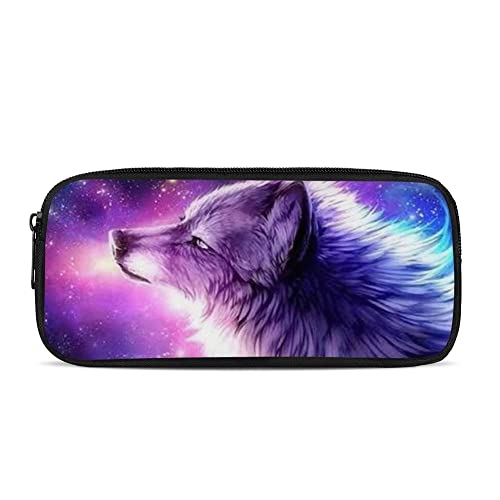 SJOAOAA Planet Space Federmäppchen, Stiftetasche, Schreibwaren-Tasche für Schule, Münztasche, Violett Galaxie Wolf, Einheitsgröße, Taschen-Organizer von SJOAOAA