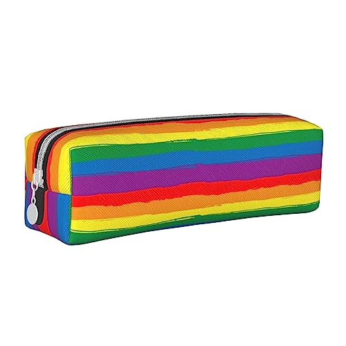 SJOAOAA Pride Month LGBTQ Gay Pride Ally Federmäppchen Halter Tasche mit Reißverschluss Leder Stift Bleistift Taschen Box Organizer Kosmetik Make-up Tasche Aufbewahrungstasche, weiß, Einheitsgröße, von SJOAOAA