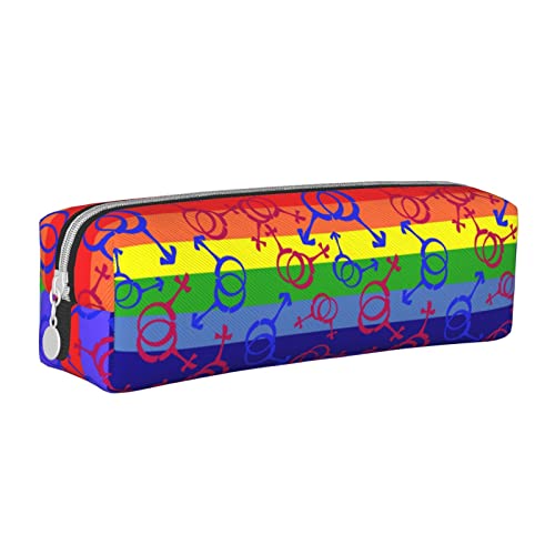 SJOAOAA Pride Month LGBTQ Gay Pride Ally Federmäppchen Halter Tasche mit Reißverschluss Leder Stift Bleistift Taschen Box Organizer Kosmetik Make-up Tasche Aufbewahrungstasche, weiß, Einheitsgröße, von SJOAOAA