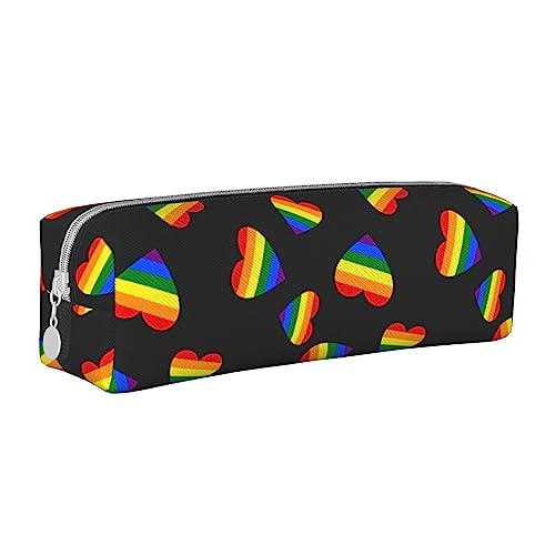 SJOAOAA Pride Month LGBTQ Gay Pride Ally Federmäppchen Halter Tasche mit Reißverschluss Leder Stift Bleistift Taschen Box Organizer Kosmetik Make-up Tasche Aufbewahrungstasche, weiß, Einheitsgröße, von SJOAOAA