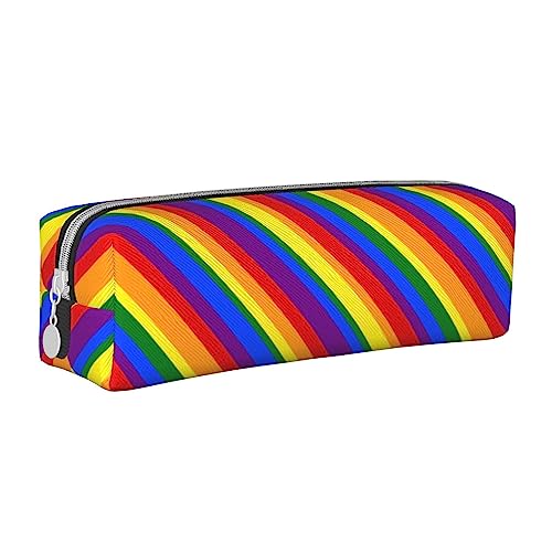 SJOAOAA Pride Month LGBTQ Gay Pride Ally Federmäppchen Halter Tasche mit Reißverschluss Leder Stift Bleistift Taschen Box Organizer Kosmetik Make-up Tasche Aufbewahrungstasche, weiß, Einheitsgröße, von SJOAOAA