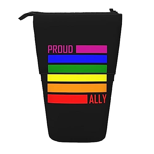 SJOAOAA Pride Month LGBTQ Gay Pride Ally Standing Pencil Case, Cute Pencil Pouch Large Capacity Pen Case Portable Pencil Bag for Women Men, Schwarz , Einheitsgröße, Stehendes Federmäppchen von SJOAOAA