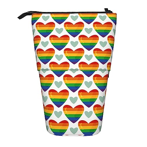 SJOAOAA Pride Month LGBTQ Gay Pride Ally Standing Pencil Case, Cute Pencil Pouch Large Capacity Pen Case Portable Pencil Bag for Women Men, Schwarz , Einheitsgröße, Stehendes Federmäppchen von SJOAOAA