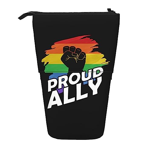 SJOAOAA Pride Month LGBTQ Gay Pride Ally Standing Pencil Case, Cute Pencil Pouch Large Capacity Pen Case Portable Pencil Bag for Women Men, Schwarz , Einheitsgröße, Stehendes Federmäppchen von SJOAOAA