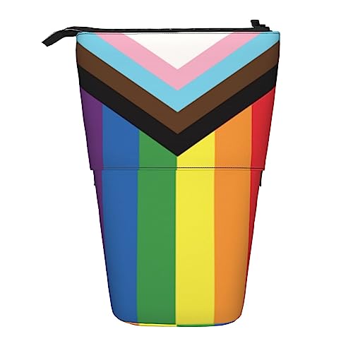 SJOAOAA Pride Month LGBTQ Gay Pride Ally Standing Pencil Case, Cute Pencil Pouch Large Capacity Pen Case Portable Pencil Bag for Women Men, Schwarz , Einheitsgröße, Stehendes Federmäppchen von SJOAOAA