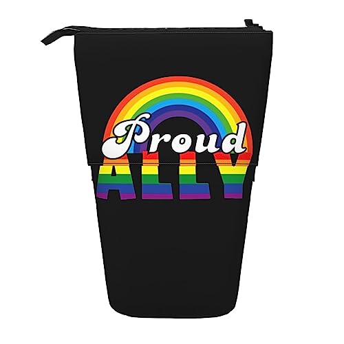 SJOAOAA Pride Month LGBTQ Gay Pride Ally Standing Pencil Case, Cute Pencil Pouch Large Capacity Pen Case Portable Pencil Bag for Women Men, Schwarz , Einheitsgröße, Stehendes Federmäppchen von SJOAOAA