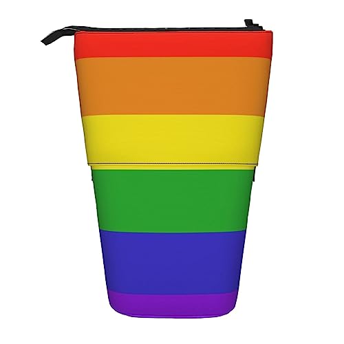 SJOAOAA Pride Month LGBTQ Gay Pride Ally Standing Pencil Case, Cute Pencil Pouch Large Capacity Pen Case Portable Pencil Bag for Women Men, Schwarz , Einheitsgröße, Stehendes Federmäppchen von SJOAOAA