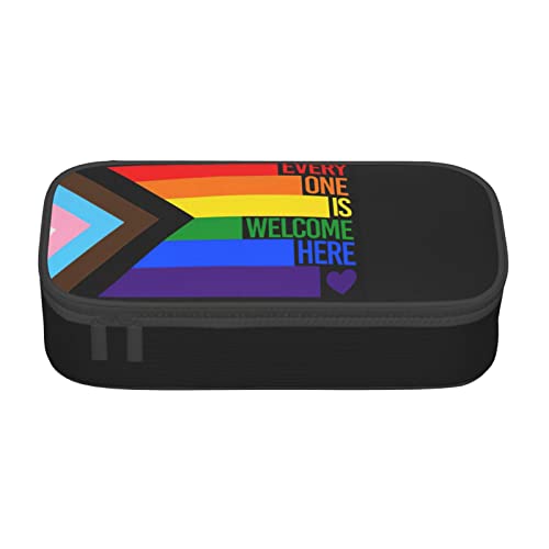 SJOAOAA Progress Pride Flag Rainbow Gay Lesben Transgender Bisexuell LGBTQ Federmäppchen Große Kapazität Federmäppchen Stifttasche Klein, siehe abbildung, Einheitsgröße, Taschen-Organizer von SJOAOAA