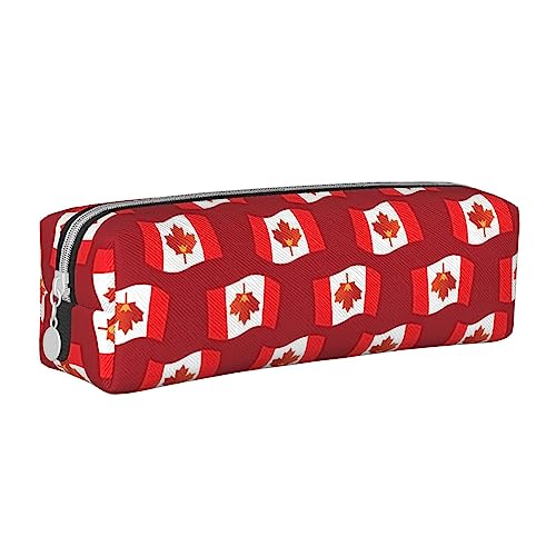 SJOAOAA Roter Ahorn Happy Canada Day 2023 Federmäppchen Halter Beutel mit Reißverschluss Leder Stift Bleistift Taschen Box Organizer Kosmetik Make-up Tasche Aufbewahrungstasche, weiß, Einheitsgröße, von SJOAOAA