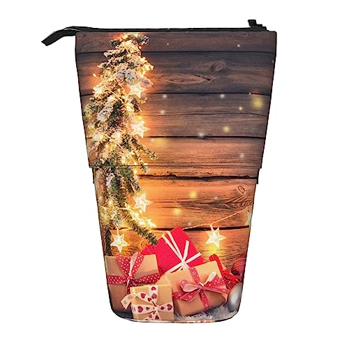 SJOAOAA Seashell Christmas Pencil Case Standing Pen Box Teleskop Pencil Holder Pencil Bag Organizer Makeup Bag, Zwerge Weihnachtsmann, Einheitsgröße, Stehendes Federmäppchen von SJOAOAA