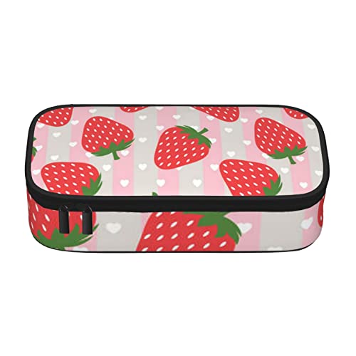 SJOAOAA Strawberry großes Fassungsvermögen, Schreibwaren-Federmäppchen, tragbare Damen-Kosmetiktasche, große Aufbewahrungstasche für Damen und Herren, erdbeere, Einheitsgröße, Taschen-Organizer von SJOAOAA