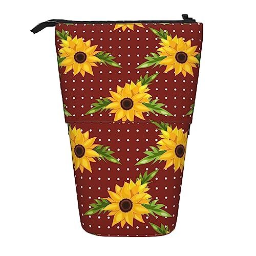 SJOAOAA Sunflower Standing Pencil Case, Cute Pencil Pouch Large Capacity Pen Case Portable Pencil Bag for Women Men, Schwarz , Einheitsgröße, Stehendes Federmäppchen von SJOAOAA