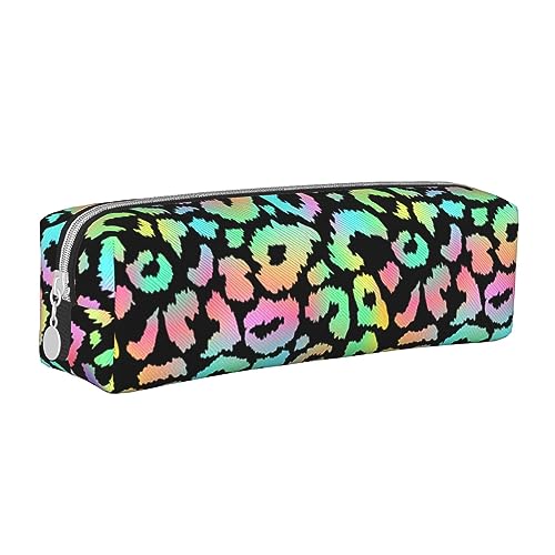 SJOAOAA Trendy Neon Bunte Leopard Gepard Print Bleistift Fall Pouch Stifthalter Leder Bleistift Taschen Box Organizer Reißverschluss Kosmetik Make-up Aufbewahrungstasche, weiß, Einheitsgröße, von SJOAOAA