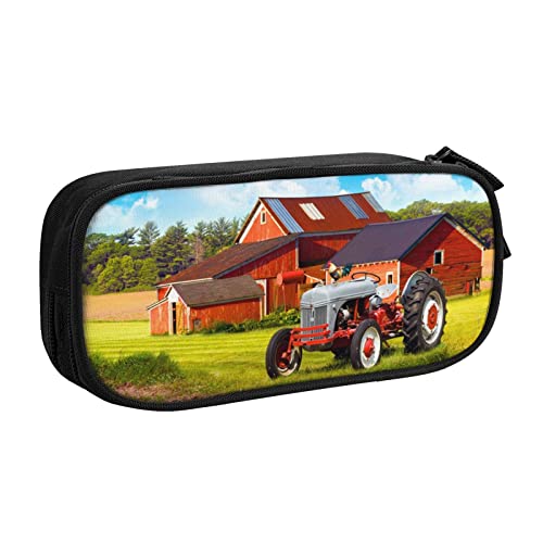 SJOAOAA Weißes Terrazzo großes Fassungsvermögen, Doppel-Federmäppchen, mit Reißverschlussfach, Schreibwaren-Tasche, Federmäppchen, großes Federmäppchen, Make-up-Tasche, Firma Farm Traktor, von SJOAOAA