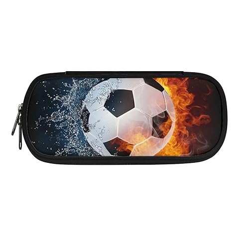 SJOAOAA Wolf-Federmäppchen für Mädchen und Jungen, Stift-Hodler-Tasche, Box für Grundschule, Jungen, groß, Fußball-Feuerwasser, Einheitsgröße, Taschen-Organizer von SJOAOAA