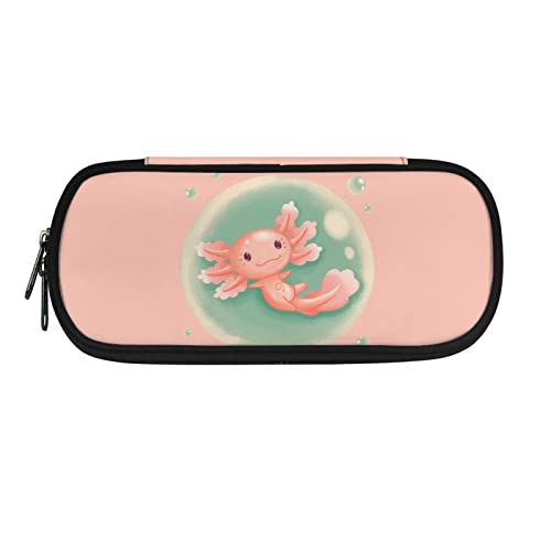 SJOAOAA Wolf-Federmäppchen für Mädchen und Jungen, Stift-Hodler-Tasche, Box für Grundschule, Jungen, groß, Rosa Axolotl, Einheitsgröße, Taschen-Organizer von SJOAOAA