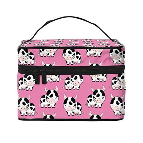 Schmetterling Reise Make-up Tasche für Frauen Große Kosmetiktaschen Tragbare Make-up Organizer Tasche Urlaub Kulturbeutel Mädchen Make-up Aufbewahrungskoffer, Rosa Kuh, Einheitsgröße von SJOAOAA