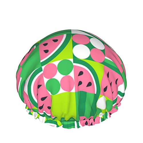 Sommer Obst Wassermelone Duschhaube für Frauen, Schichten Baden Dusche Wiederverwendbare Gummiband Stretch Hem Haar Hut von SJOAOAA
