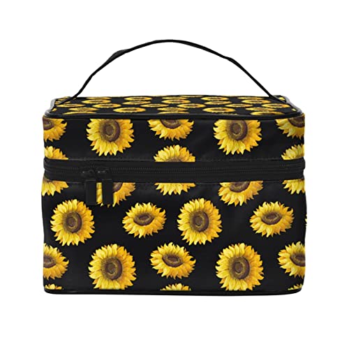 Sonnenblumen Reise-Make-up-Tasche für Frauen, große Kosmetiktaschen, tragbare Make-up-Organizer-Tasche, Urlaub, Kulturbeutel, Mädchen, Make-up-Aufbewahrungskoffer, Sonnenblumen2, Einheitsgröße von SJOAOAA