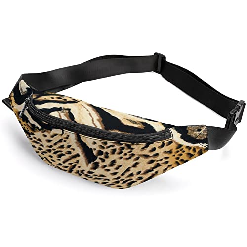 Vintage Gürteltasche mit Boombox und Surfen, für Erwachsene und Kinder, Sport-Hüfttasche für Männer und Frauen, Tiger Leopard Skin Print, Einheitsgröße, Hüfttasche von SJOAOAA