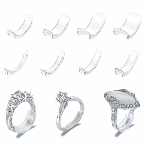 SJQBAINING Unsichtbarer Reduzierer für lose Ringe, klarer Ringgrößenversteller, Ringclips, um Ringe kleiner zu machen, verschiedene Größen, Ringgrößenanpassung, passend für Männer und Frauen von SJQBAINING
