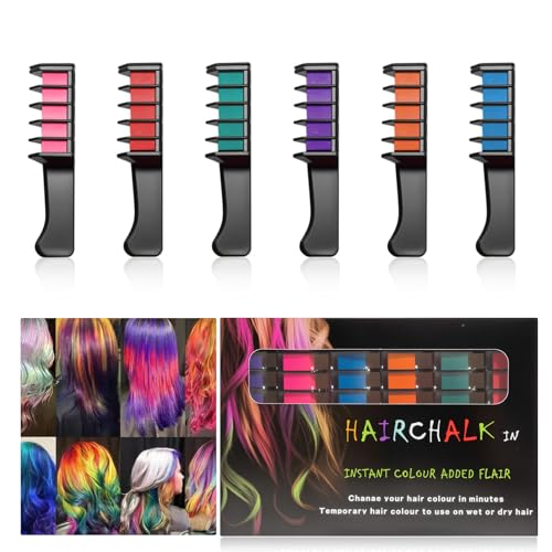 6 Farben Haarkreide Kamm, Temporär Haarfarbe Kreide Kamm Haarkreide Auswaschbar Instant Haar Colorationen Ungiftig Haarfarbe für Kinder Halloween Party Cosplay Weihnachten Geburtstag 6 Farben Haarkreide Kamm, Temporär Haarfarbe Kreide Kamm Haarkreide Auswaschbar Instant Haar Colorationen Ungiftig Haarfarbe für Kinder Halloween Party Cosplay Weihnachten Geburtstag von SJTJSPX