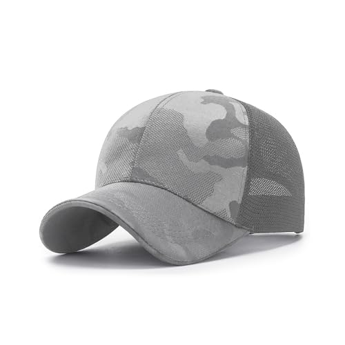 Baseball Cap Herren Damen Snapback Basecap Mesh Atmungsaktiv Tarnung Trucker Cap Sommer Sonnenhut UV Schutz Baseballkappe Draussen Sport Schirmmütze Einstellbar Mütze für Camping Freizeit Radfahren von SJTJSPX