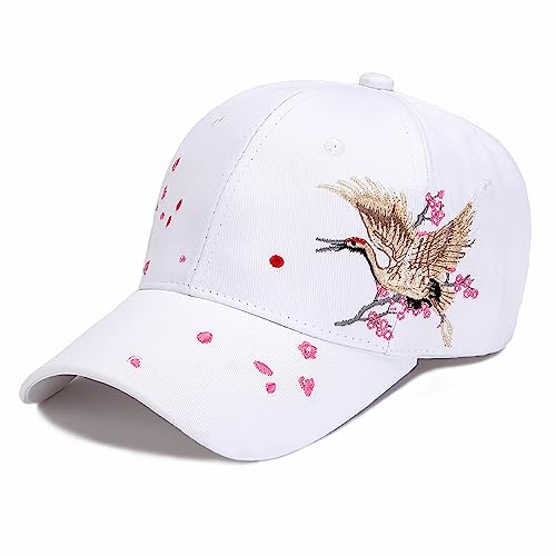 Baseballkappe Damen Mädchen Basecap UV Schutz Sonenhut Verstellbar Schirmmütze Sommer Baseball Cap Stickerei Pflaumenblüte Snapback Hut Outdoor Sport Trucker Cap für Golf Baseboard Radfahren Wandern von SJTJSPX