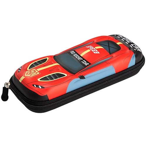 Federmappe Junge Mädchen Federtasche Kinder Schlamppermäppchen Sportwagen Wasserdicht Federmäppchen 3D Stiftetasche Große Kapazität Pencil Case Schreibwaren Aufbewahrung für Büro Schule (Rot A) von SJTJSPX