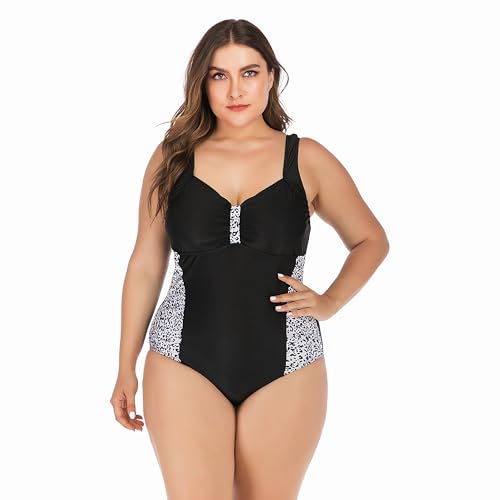 SJTJSPX Badeanzug Damen Badeanzüge Große Größe Bauchweg Einteiler Bademode V Ausschnitt Swimsuit Elastisch Schwimmanzug Schwimmbad Strand Monokini Frauen Modisch Bikini für Pool Dusche SPA Sauna von SJTJSPX
